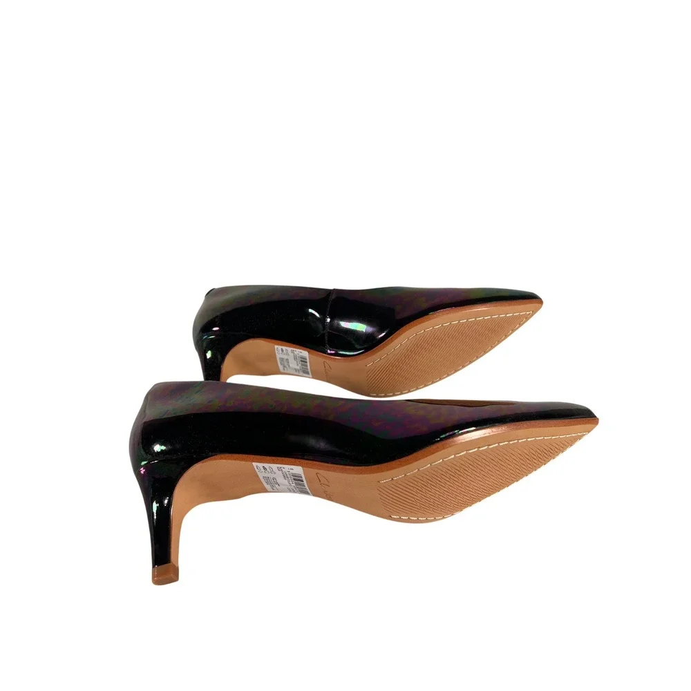 Clarks Laina55 Court2 Black‎ Interest iridescent Women's Size 8.5 Heels